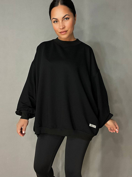 Світшот жіночий MY CITY 3044 широкий оверсайз супер вільного крою великі розміри, чорний, one size Одеса - фото 7