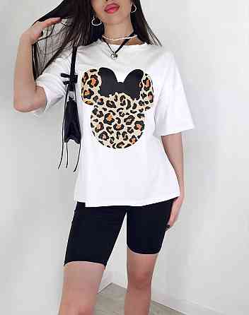 Женский летний костюм двойка: футболка с микки маусом и велосипедки турецкий кулир Черный 2, 42/44 Одесса