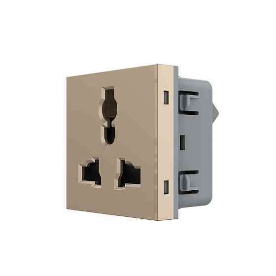 LIVOLO Універсальна розетка LIVOLO 12-в-1, з заземленням і шторками, золота, 16А 250В, модуль ( Київ