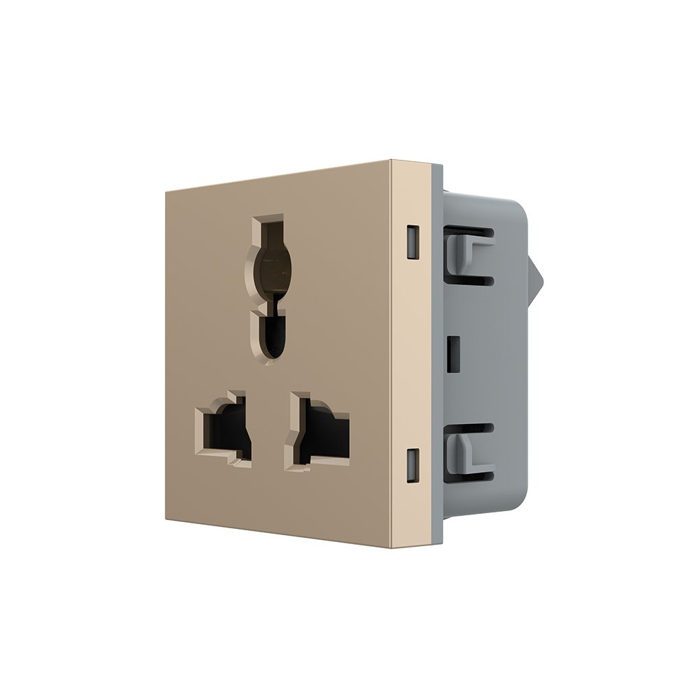 LIVOLO Універсальна розетка LIVOLO 12-в-1, з заземленням і шторками, золота, 16А 250В, модуль ( Киев - изображение 3