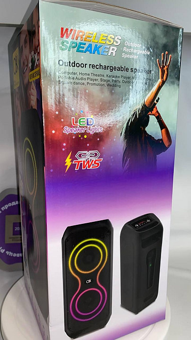 Колонка музична портативна Bluetooth з мікрофоном 4" BT-2425, 20Вт, FM-радіо, USB, TF, AUX, LED підсвітка Одеса - фото 3