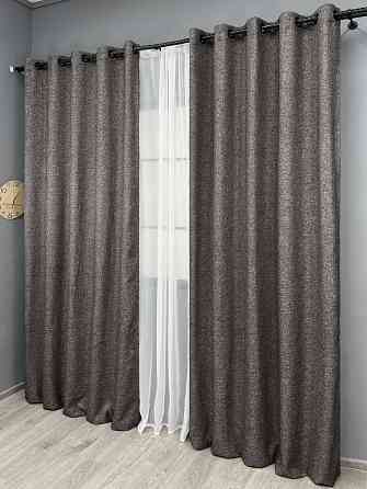 Комплект штор на люверсах VR-Textil Льон ELEMENTA № 1868ш Сірий 150х270см 2 шт (37-0272) Київ