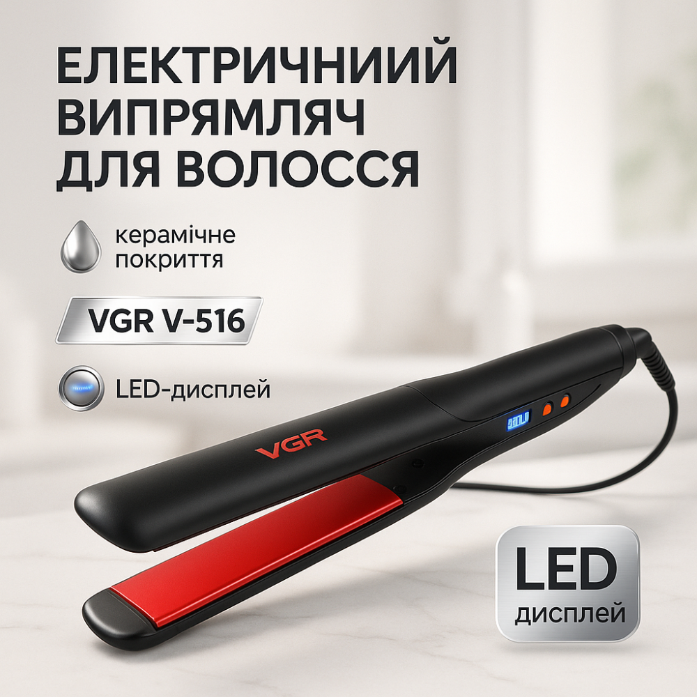 Праска для вирівнювання зачіски VGR V-516 Випрямляч для волосся салонного використання LZ-22 Львів - фото 12