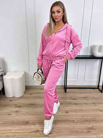 Женский повседневный велюровый костюм двойка: кофта и штаны Розовый, 42/44 Одесса