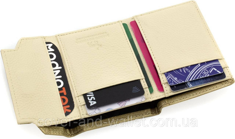 Маленький жіночий гаманець золотистого кольору з натуральної шкіри Marco Coverna 2201 Київ - фото 6