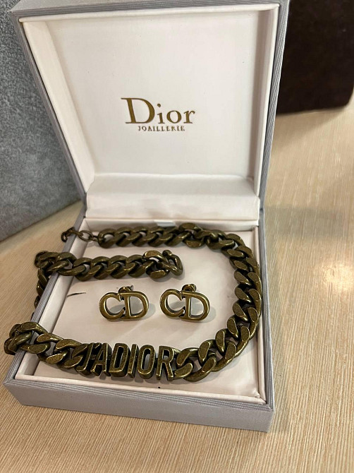 Стильне кольє ланцюг із логотипом Dior колір бронза │чокер ланцюг Одеса - фото 9