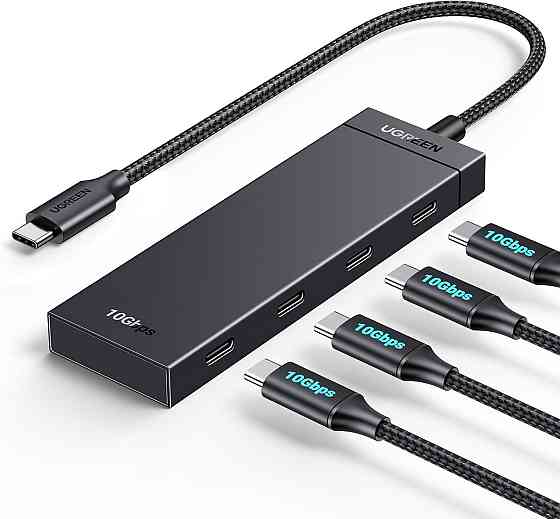 Хаб USB-C Ugreen 4в1, багатопортовий адаптер USB 3.2, 4-портовий концентратор для передачі даних 10 Гбіт/с Plug&Play Київ