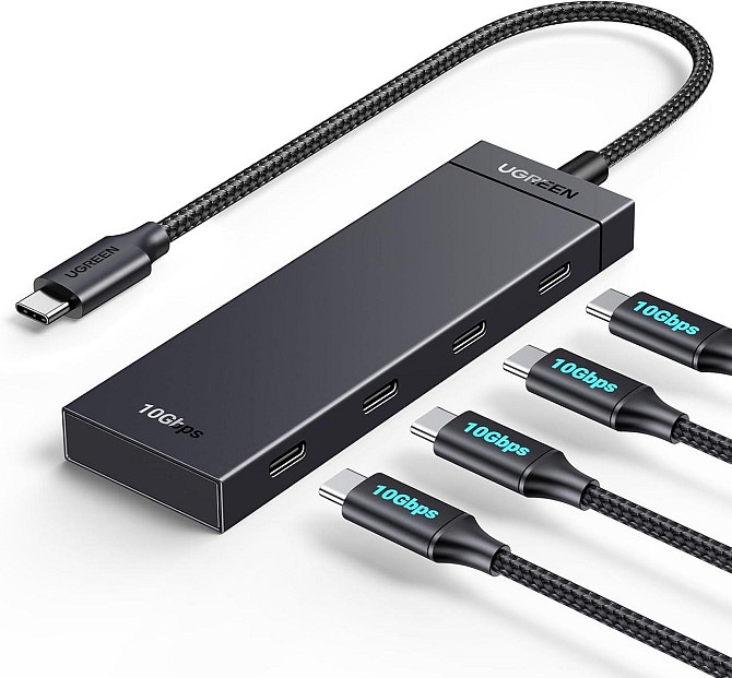 Хаб USB-C Ugreen 4в1, багатопортовий адаптер USB 3.2, 4-портовий концентратор для передачі даних 10 Гбіт/с Plug&Play Київ - фото 1