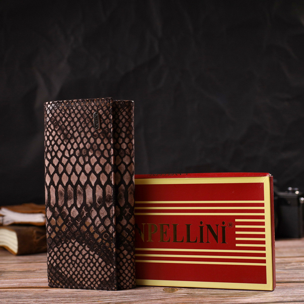 Ультрастильный женский кошелек из фактурной натуральной кожи с тиснением под змею CANPELLINI 21713 Киев - изображение 7