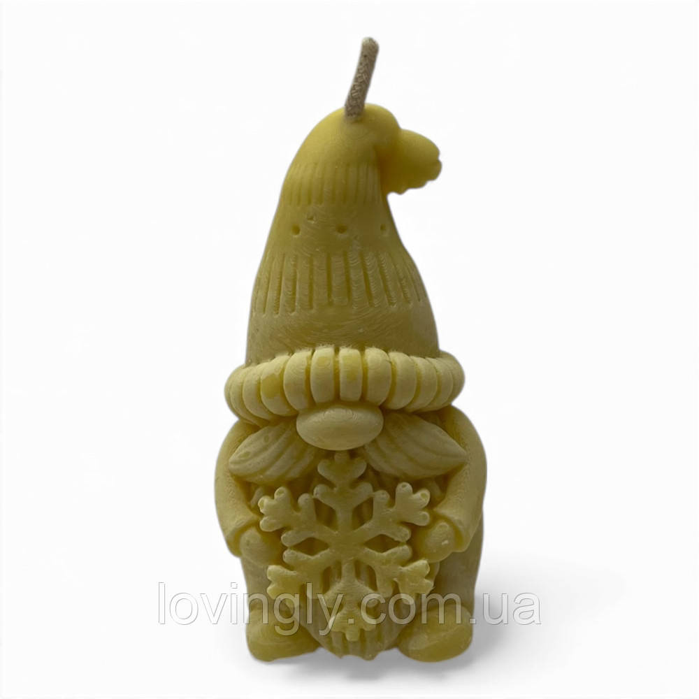 Фігурна свічка у формі гнома - натуральний віск, новорічний декор 7 см Ірпінь - фото 2
