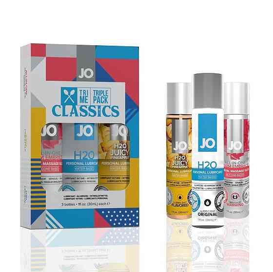 Набор JO Tri-Me Triple Pack — Classics (3×30 мл) водная, силиконовая и вкусовая смазки Sex Aura Киев