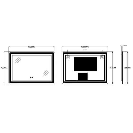 Зеркало Zerix Mirra MR05-100x70 с LED Touch, Anti-fog, диммером, регулятором яркости (ZX6060) Киев