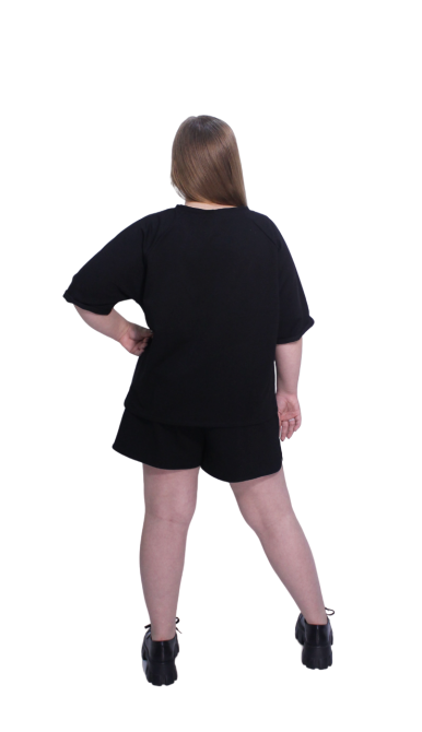 Женский летний спортивный костюм футболка с шортами Черный M-L Харьков - изображение 8