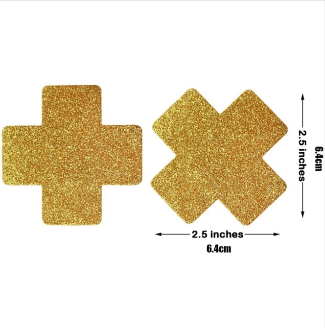 Наклейки на груди Хрести з блискітками 64 мм золотистий Київ - фото 1