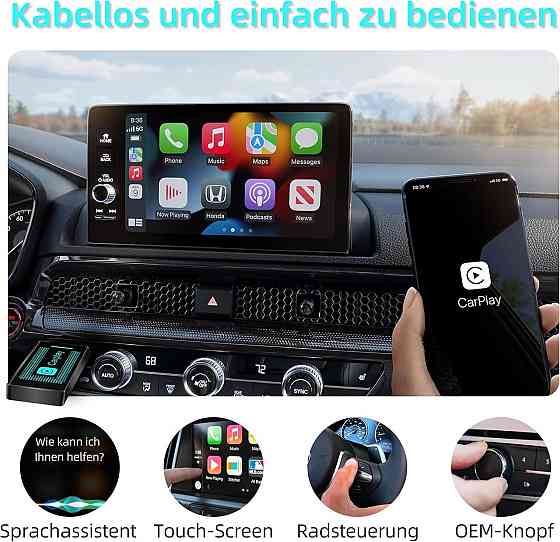 Бездротовий адаптер CarPlay для iPhone, Wireless Apple CarPlay USB, iOS 10+, авто 2016+, USB/USB-C Київ