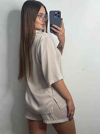 Жіночий костюм-двійка із сатину Пудра XL-2XL Харків