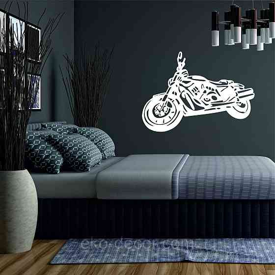 Декоративне настінне Панно «Мотоцикл» Декор на стіну 50*35 см, Білий Київ