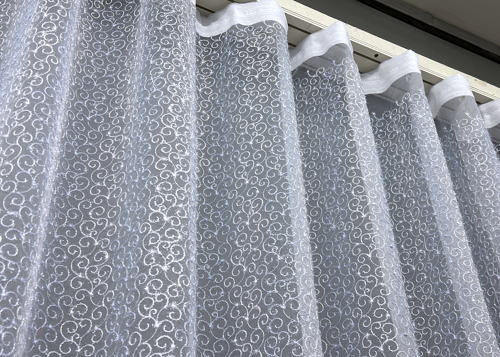 Тюль органза с вышивкой и люрексом цвет голубой с белым 1686т Киев - изображение 8