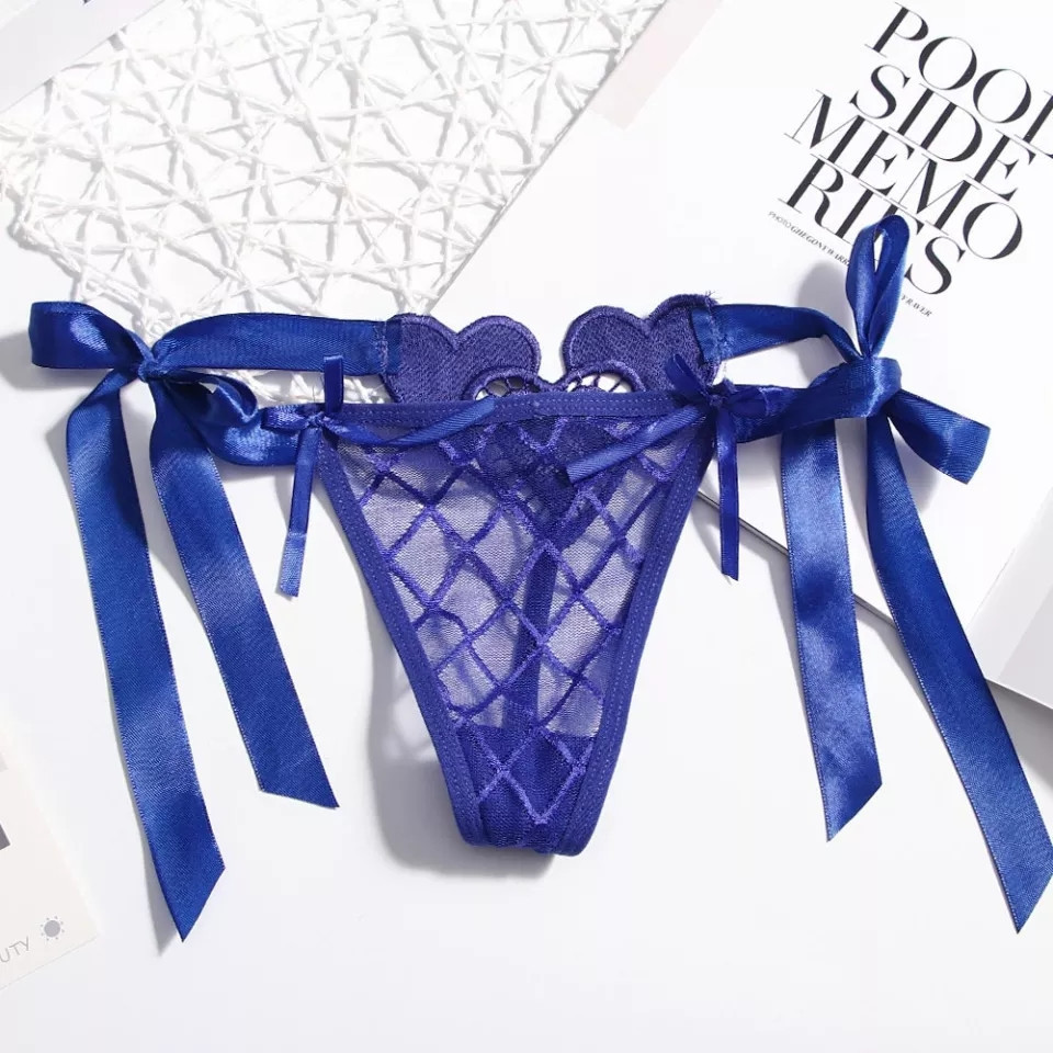 Еротичні трусики сині - розмір універсальний, на зав'язках Київ - фото 1