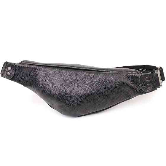 Удобная сумка бананка для мужчин из зернистой натуральной кожи Shvigel 23136 Черный Киев