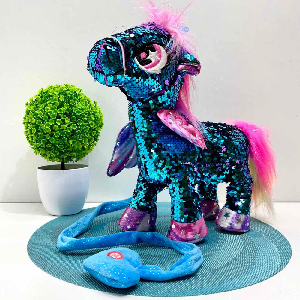 Іграшка м'яка інтерактивна Казкова конячка єдиноріг повідець звук світло Зелена (M 6202 I UA) Чернигов - изображение 1