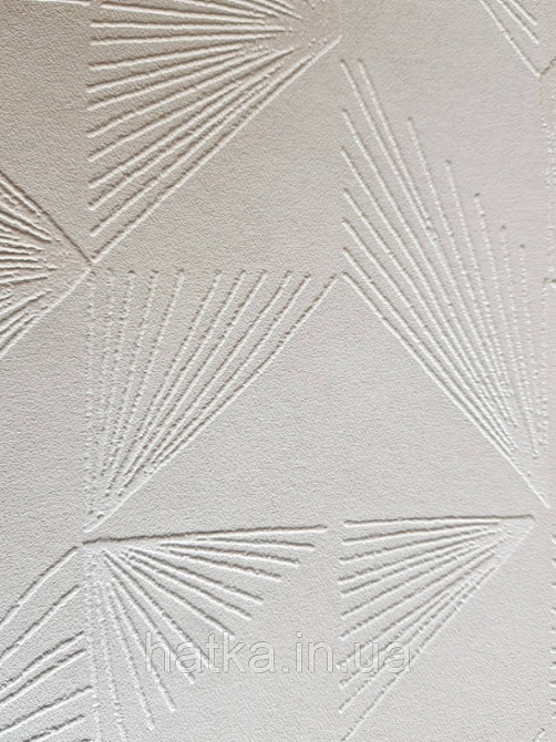 Обои виниловые на флизелине Marburg 31842 New modern геометрия полоски веером белые фигуры светло серые Киев - изображение 2