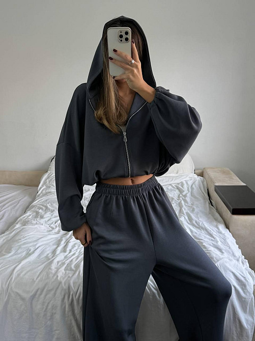 Жіночий трендовий костюм з турецького трикотажу oysho Графіт Одеса - фото 2