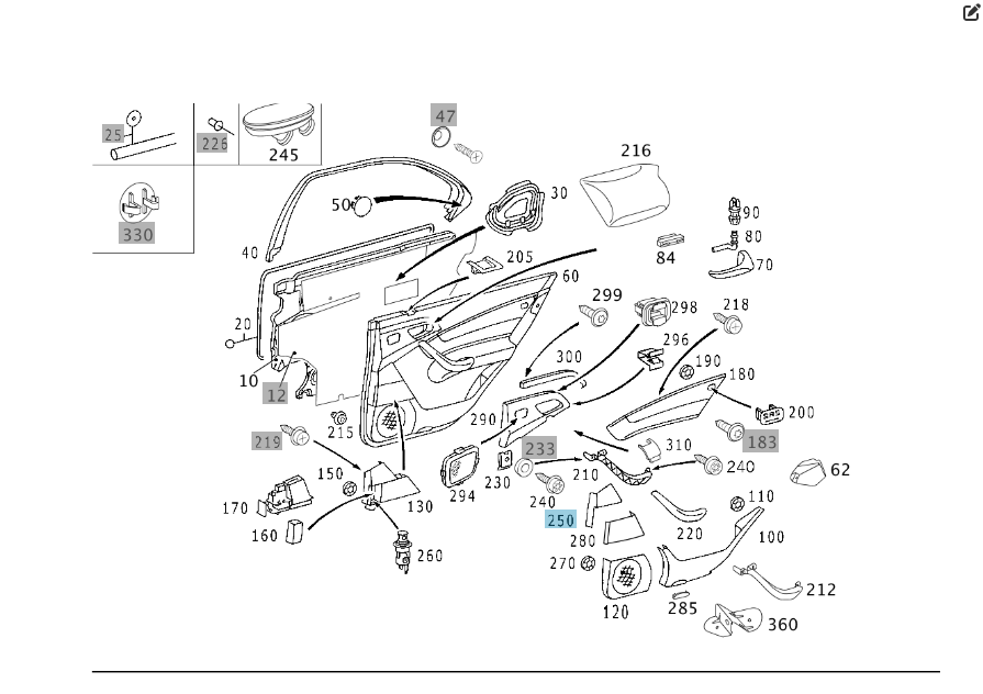 Mercedes-Benz  A2207370728 7241 Накладка над попільничкою задніх лівих дверей колір антрацит S-class short W220 S-class long V220 Одеса - фото 2