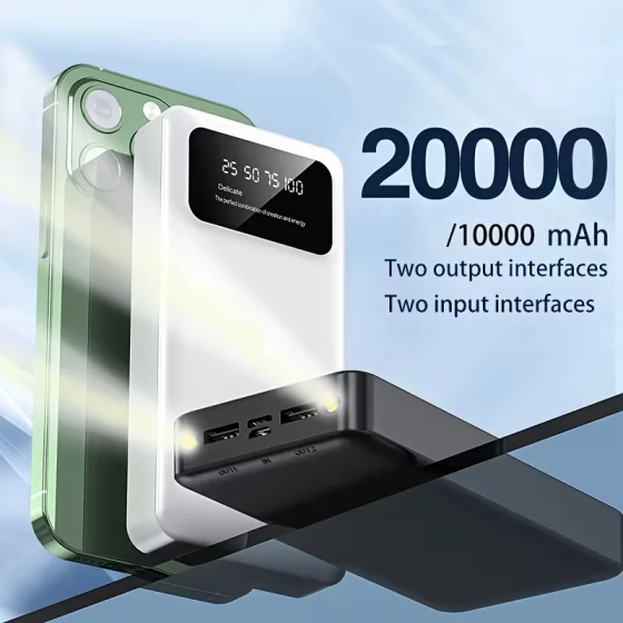 Універсальна зарядна батарея Power Bank 20000 mAh PB-LED20 Білий Київ