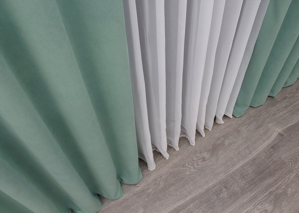 Комплект готовых штор VR-Textil Микровелюр Petek № 1508ш Мятный 150х290 см 2 шт (33-0383) Киев - изображение 7