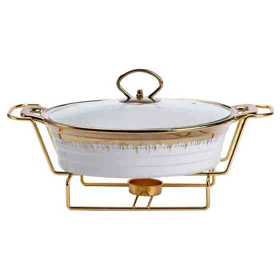 Кругла фарфоровая мармитниця з підігрівом, 1 л Київ