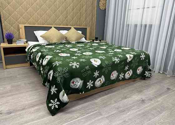 Плед-покривало Decorator WellSoft 200х220 см з різдвяним принтом Зелений (87-170) Київ