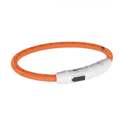 Ошейник Trixie Flash Light Ring USB для собак с подсветкой силиконовый оранжевый размер L–XL 65 см/7 мм Киев - изображение 1