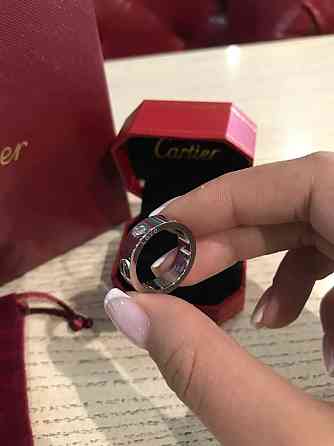 Cartier кільце LOVE з великим камінням під срібло / Cartier кільце з камінням у білому золоті Одеса
