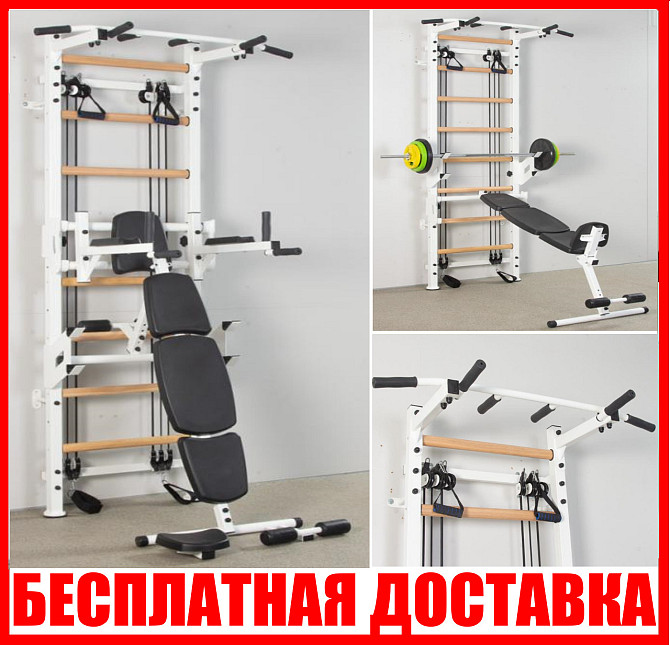 Шведская стенка с эспандерами CrossFulWhite спортивная для детей и взрослых усиленная металлическая  Каменское - изображение 1