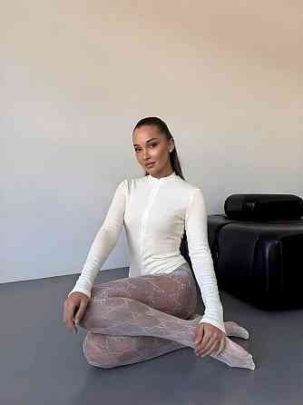 Женский теплый базовый боди на молнии джерси на флисе Молочный, 46/48 Одесса