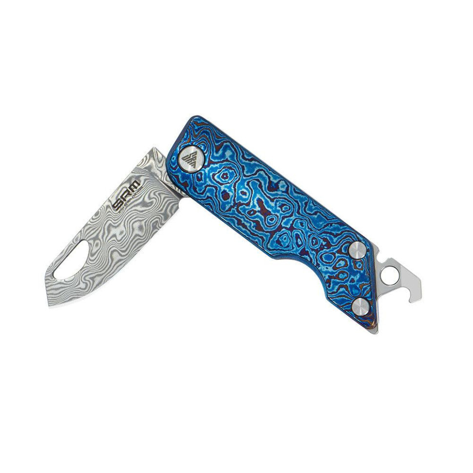 Ніж складаний кишеньковий SRM 6435, (4.1 см) Damascus / Titanium блакитний Київ - фото 5