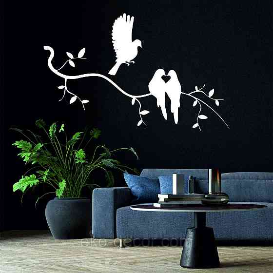 Декоративное настенное Панно «Птичка на ветке», Декор на стену 50*31 см, Белый Киев