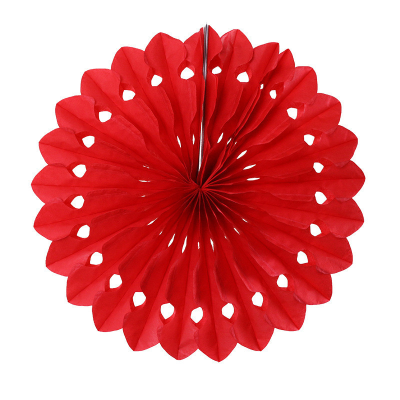 Бумажный веер декоративный 20 см красный Киев - изображение 1