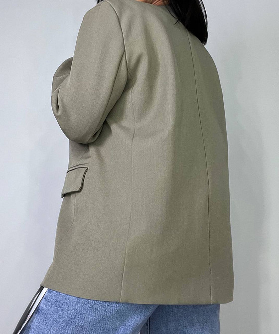 Пиджак женский Qidian 9329 двойка имитация жилетки оверсайз свободный широкий крой one size, бежевый, one size Киев - изображение 13