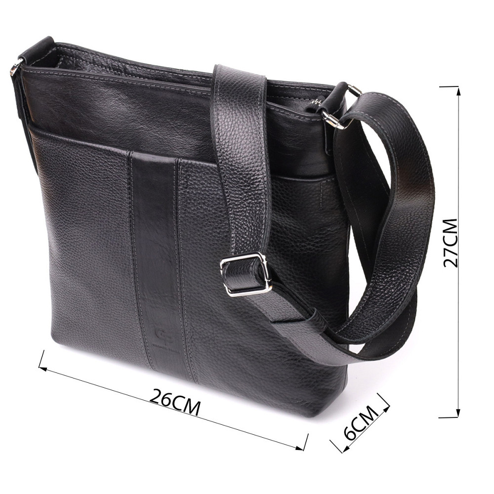 Красивая сумка через плечо для мужчин из натуральной кожи GRANDE PELLE 22883 Черная Киев - изображение 8