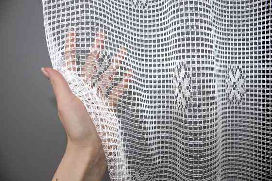 Тюль сітка висотою 1,5м, колекції "Juli" колір білий з коричневим 368т Київ