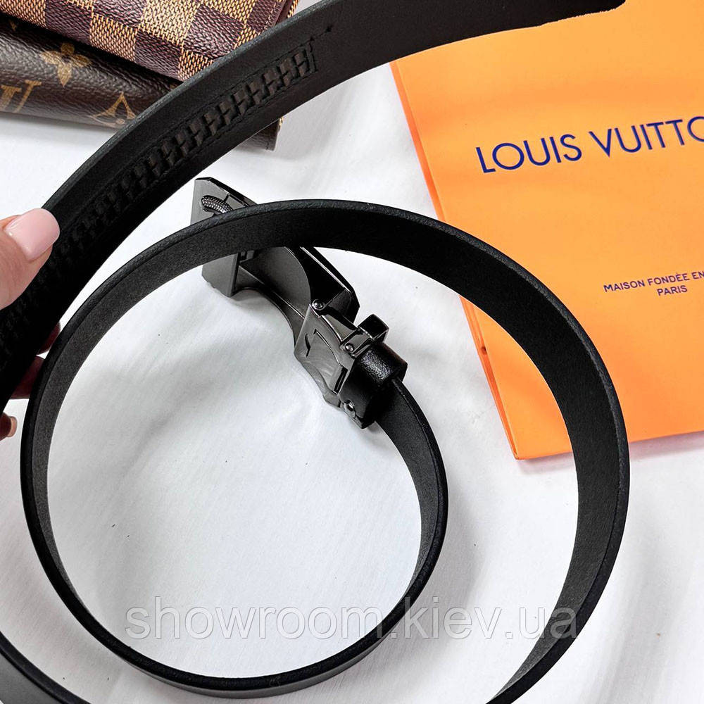 Мужской кожаный ремень автомат LV (7112) Киев - изображение 8