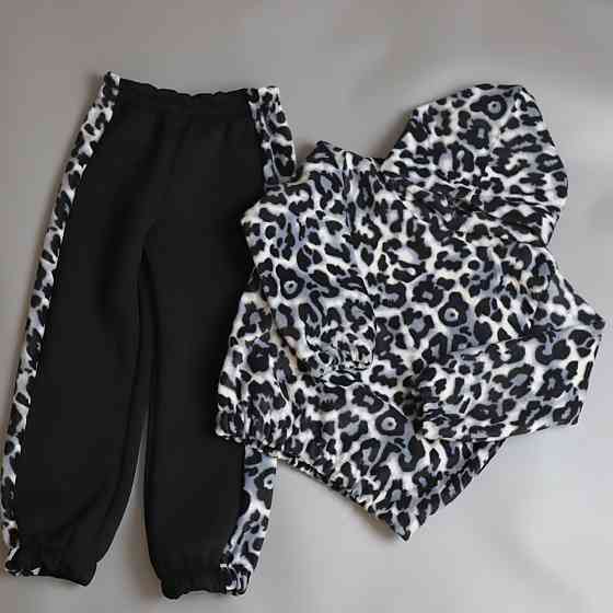 Теплый флисовый костюм лео серый (худи с капюшоном + штаны) 146 Каменец-Подольский