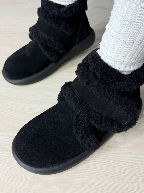 Черевики жіночі Hengji 13-1 уггі замшеві на хутрі з опушкою чорні, 36, 23 см Київ - фото 6