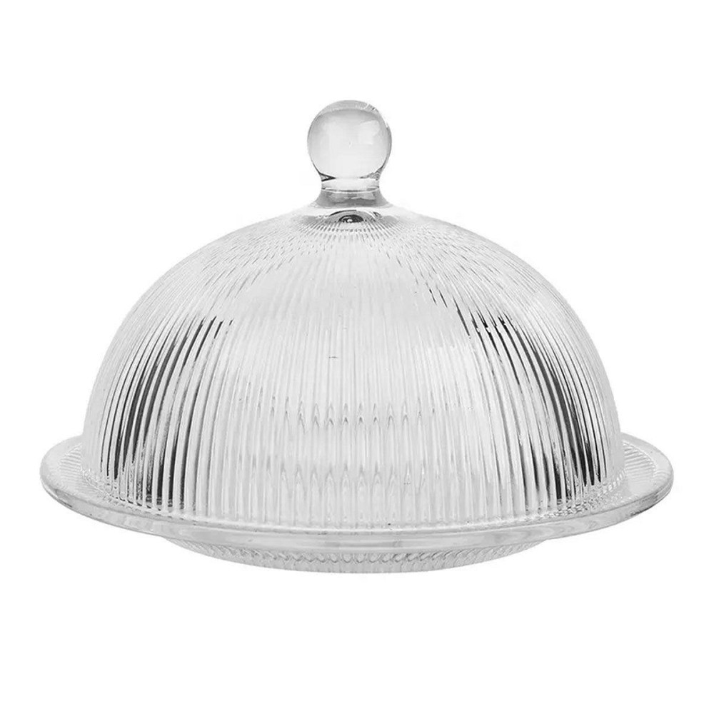 Yiwu Блюдо сервірувальне з кришкою Ø 20 см скляне прозоре для десертів, випічки, фруктів HP-YH- Киев - изображение 1