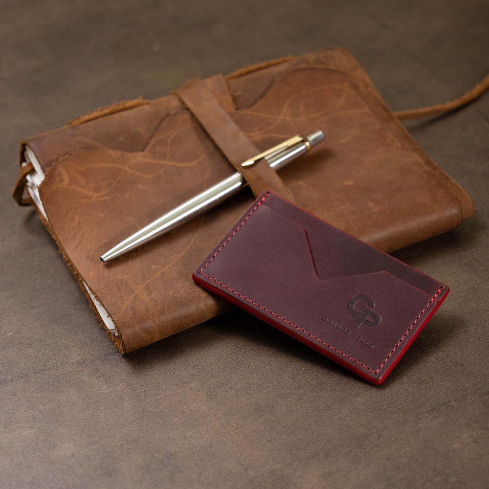 Кожаный женский картхолдер GRANDE PELLE 11527 Бордовый Киев - изображение 8