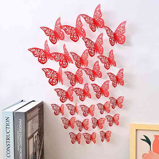 Метелики декоративні на стіну 12 штук червоний Київ