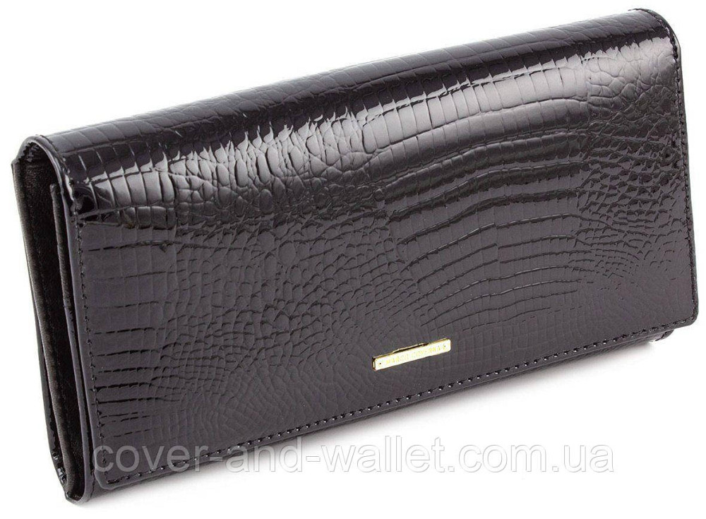 Чорний лаковий жіночий гаманець на магнітній фіксації на багато карток MC 403-2480 Київ - фото 2