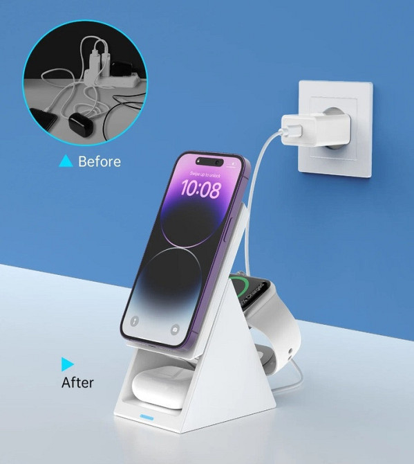 Бездротовий зарядний пристрій Choetech T600-F 15W Білий Харьков - изображение 9